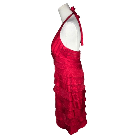Cache Red Satin Halter Tiered Cocktail Dress NWT Size 8 Y2K Vintage Glam - Picture 5 of 11